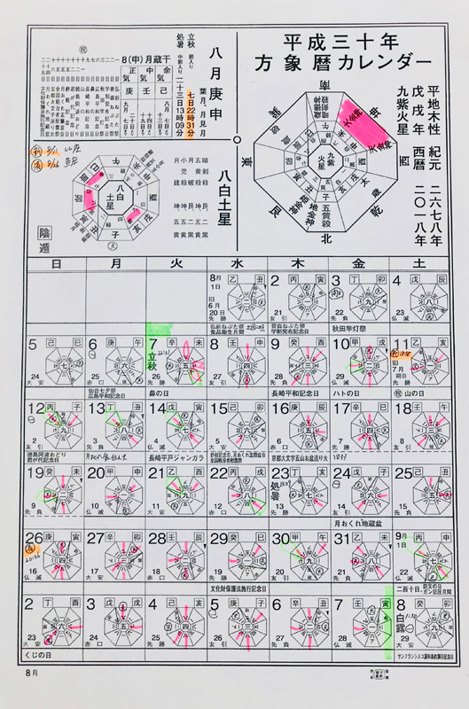 気学カレンダー